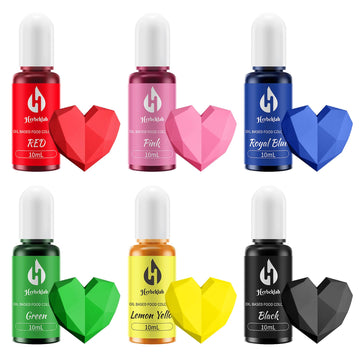 Oil Based Food Coloring for Chocolate 6 Colors x 10 ml Concentrated Oil Food Coloring for Melting Chocolate Candy Melts Cake Pop