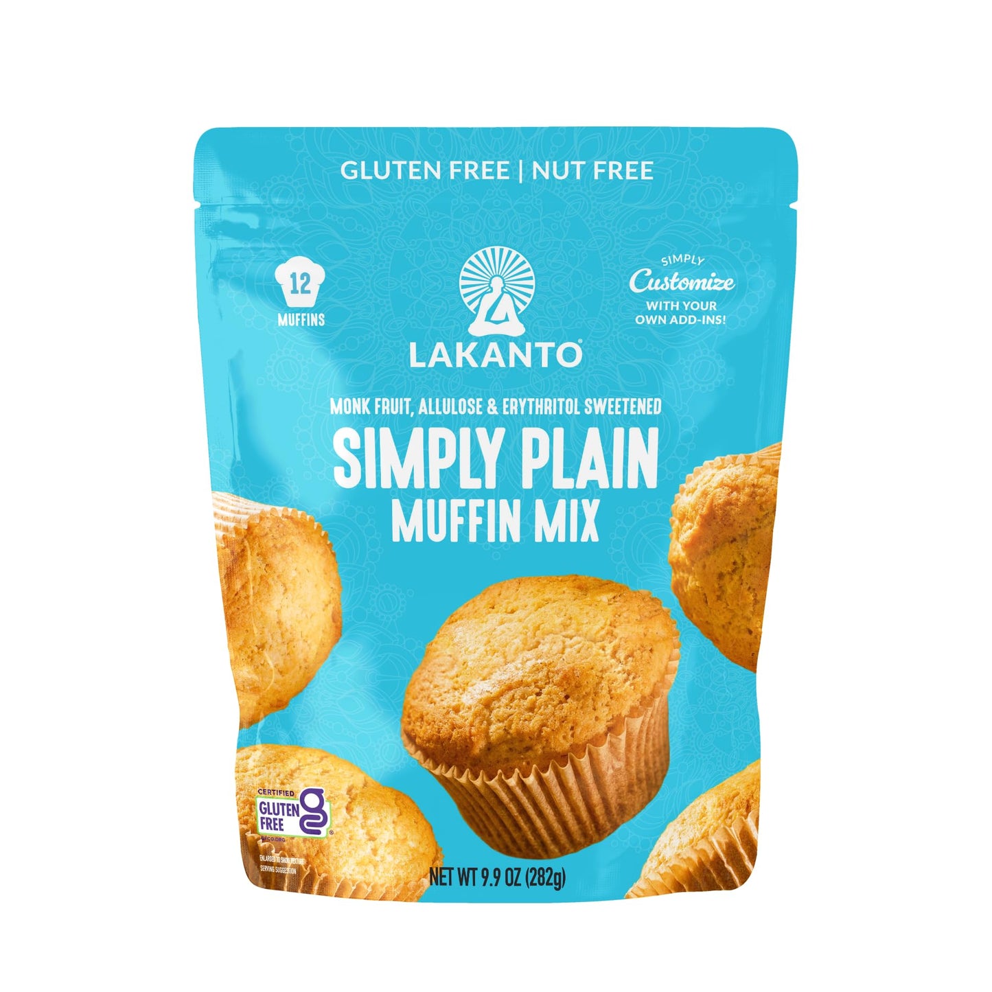 Lakanto Sugar Free Plain Muffin Mix - Customizable With Add Ins Like Blueberry  Strawberry  Nuts  Chocolate Chips  Banana  Sweetened With Monk Fruit Sweetener Allulose Erytrhritol  Gluten Free (Plain)