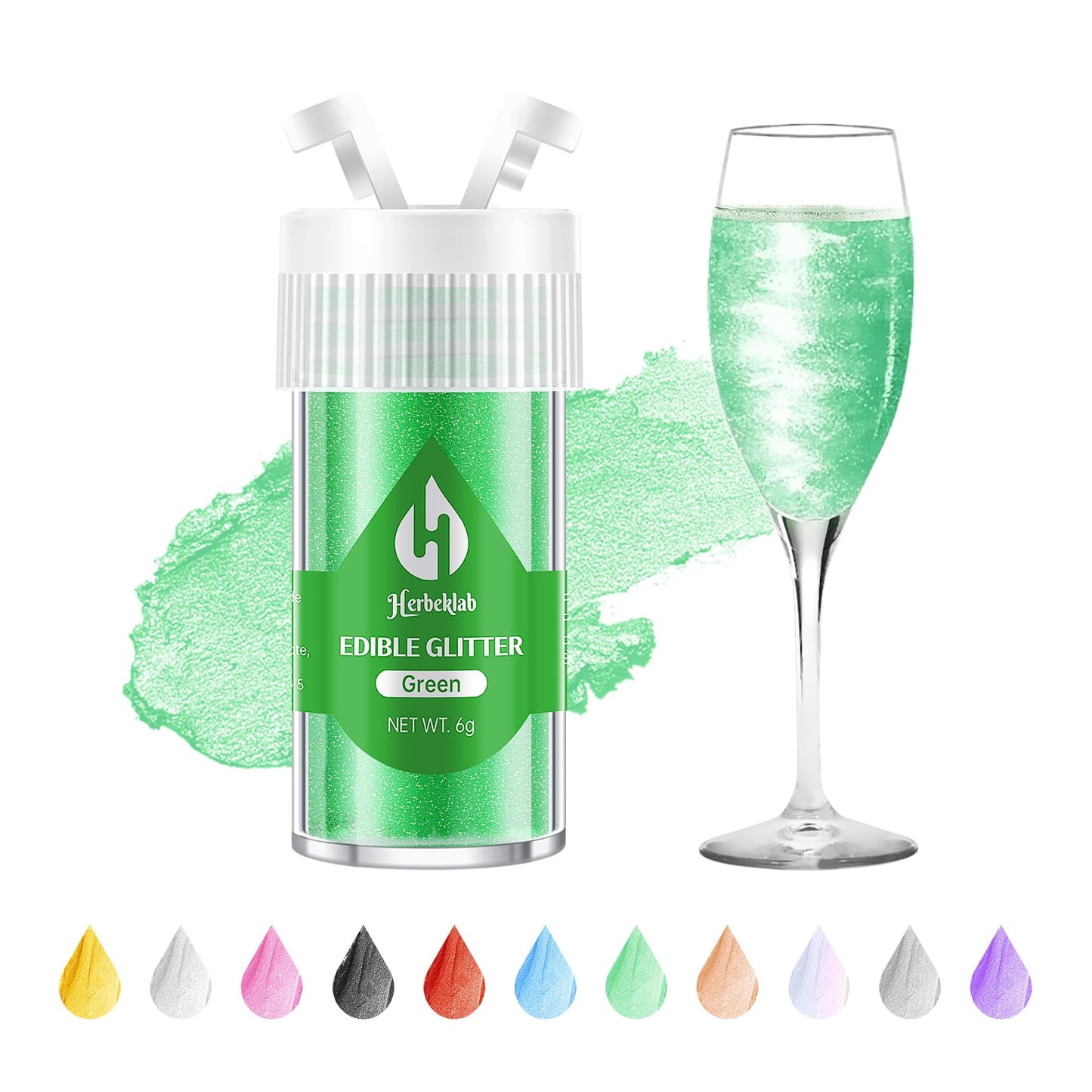 Green Edible Glitter For Cocktails - 6G Green Luster Dust Edible Drink Glitter Food Grade Metallic Shimmer Powder Sprinkles For