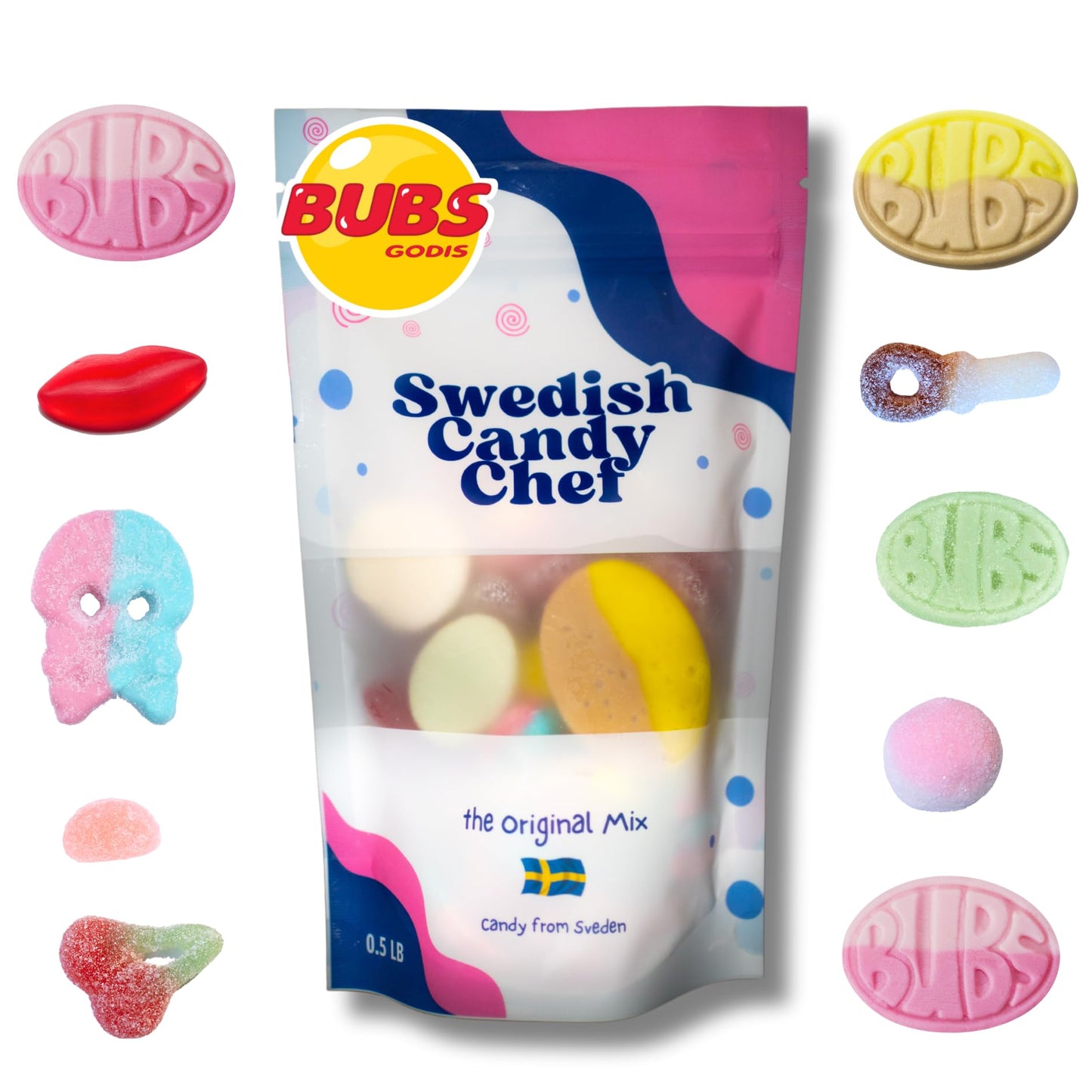 Swedish Candy Chef Mix - Bubs Swedish Candy - Variety Pack - Hand Packed in Sweden - .5LB