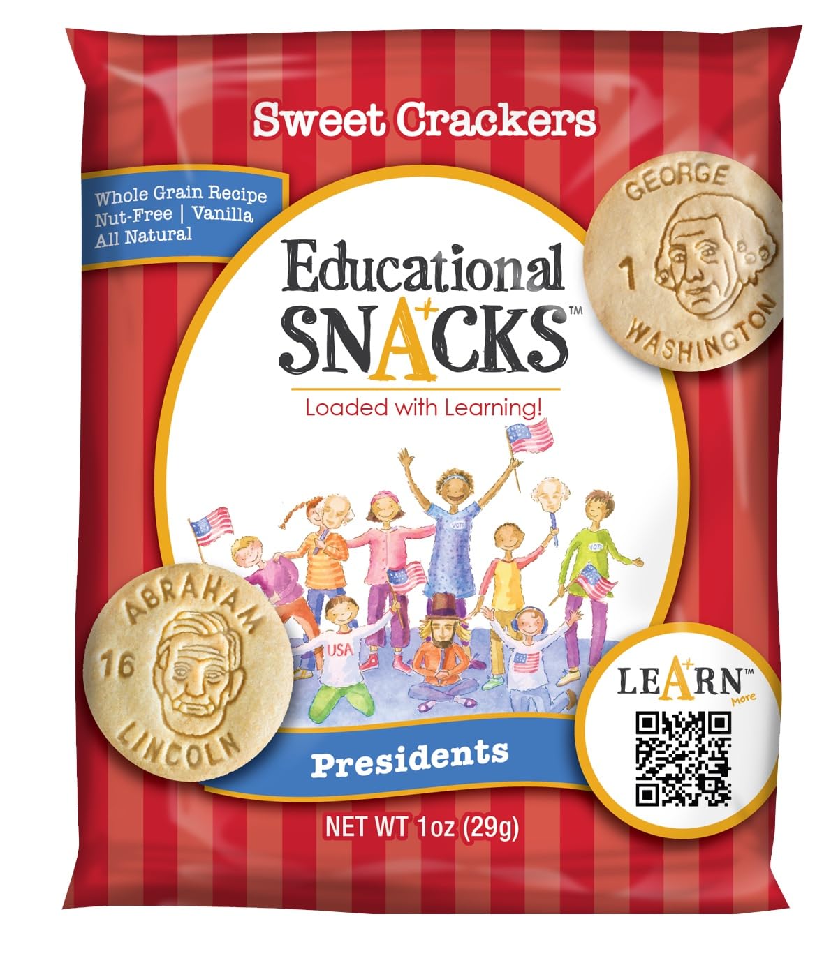 DICK & JANE EDUCATIONAL SNACKS – U.S. Presidents Edition, Nut-Free, 24-Pack, 1 Ounce Each