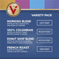 Victor Allens Coffee Variety Pack - 42 Count Single Serve Pods for Keurig - Morning Blend, Colombian, Donut Shop, French Roast - Brown