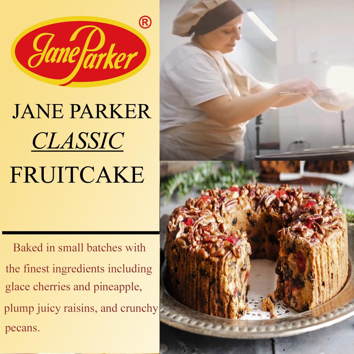 Jane Parker Fruitcake Classic Light Fruit Cake 3 Pound (48 Ounce) Ring