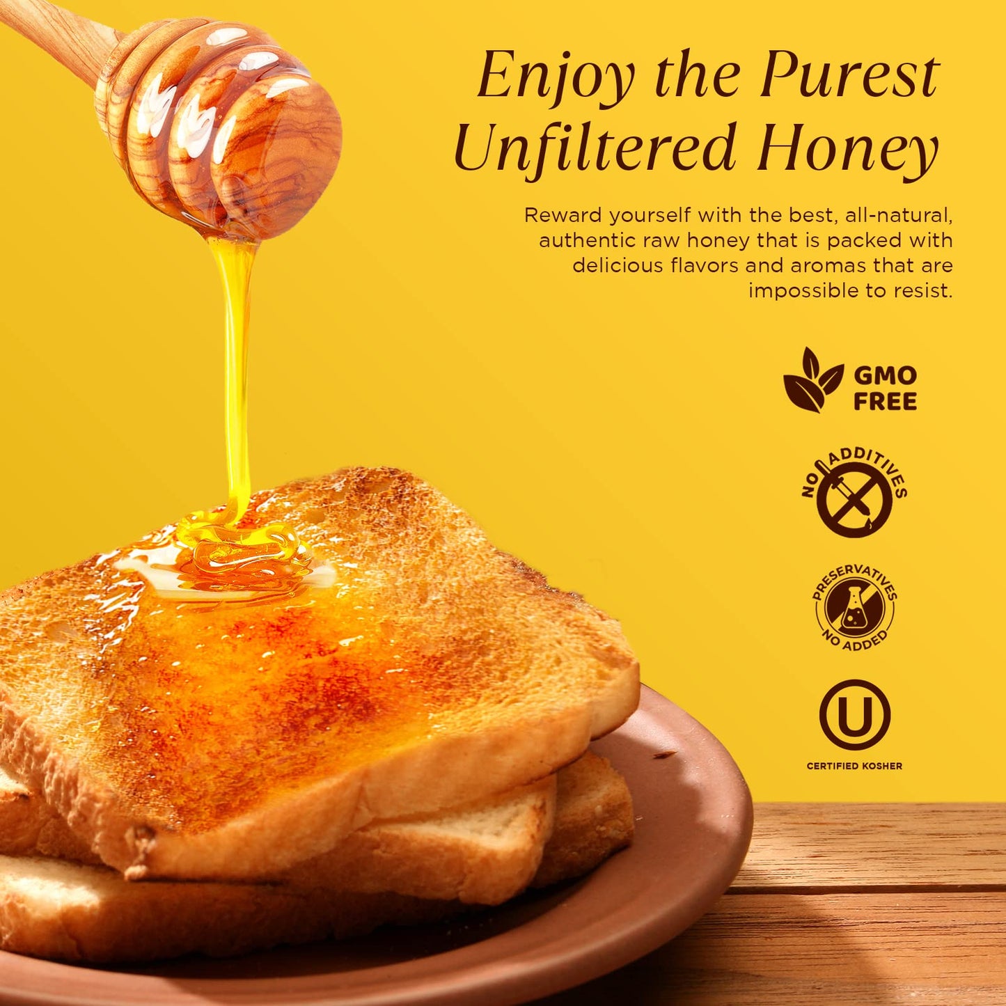 100% Authentic, Usa - Made Raw Unfiltered Honey, Pure Southern Honey [ 2 Lb] - Unheated - Non - Gmo, No Additives, All - Natural