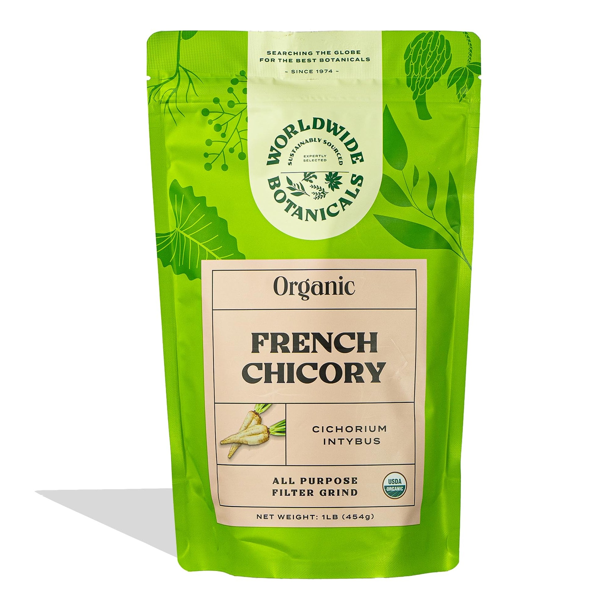 Worldwide Botanicals Organic French Chicory Root, Caffeine Free, 1 Pound