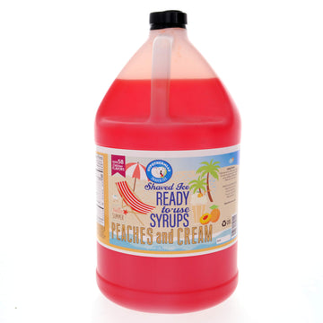 Hypothermias Shaved Ice & Snow Cone Syrup - Gallon (128 fl. oz) - Peaches and Cream - Made with Non-GMO 100% Pure Cane Sugar, No