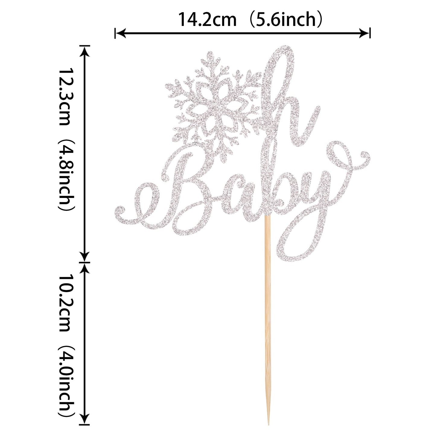 YCTHUNFISH Snowflake Cake Topper - Glitter Decorations for Baby Shower & Birthday Party - Small - Silver