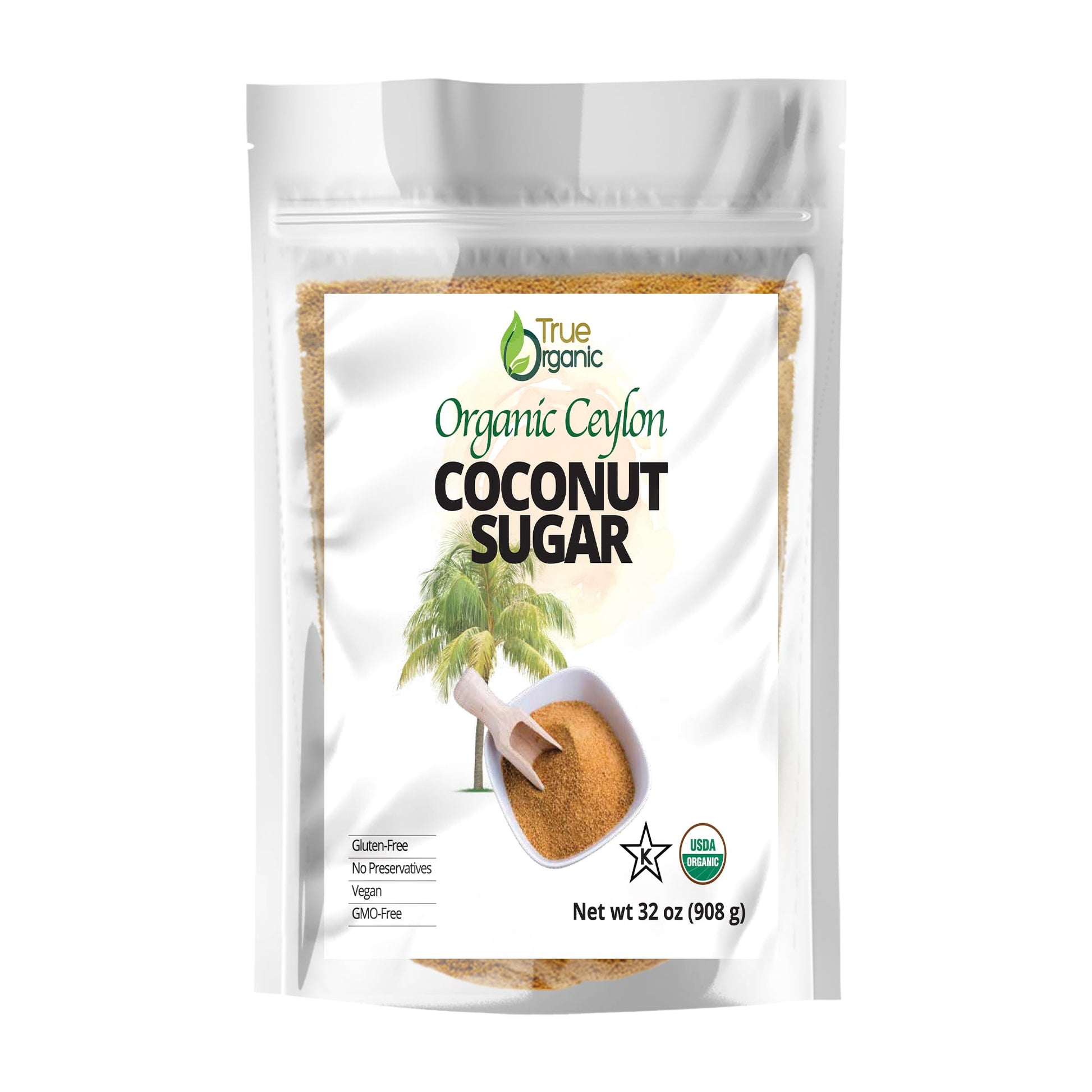 True Organic Coconut Sugar - Certified Organic, USDA & Kosher, 32 Ounce