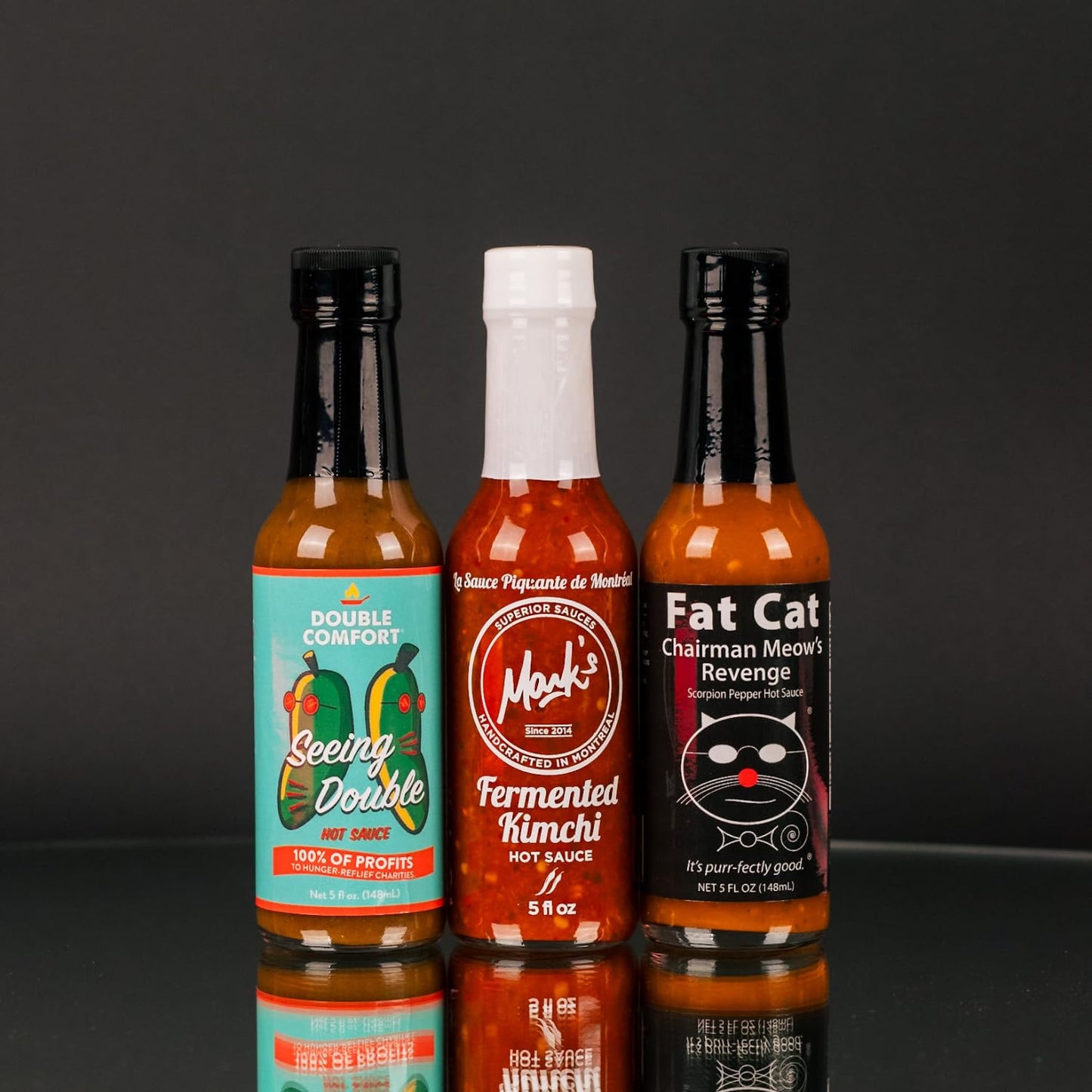 Hot Ones Season 24 Warmup Pack, Hot Sauce Pack With Seeing Double Hot Sauce, Fermented Kimchi, Fat Cat Chairman Meow Revenge, Ma