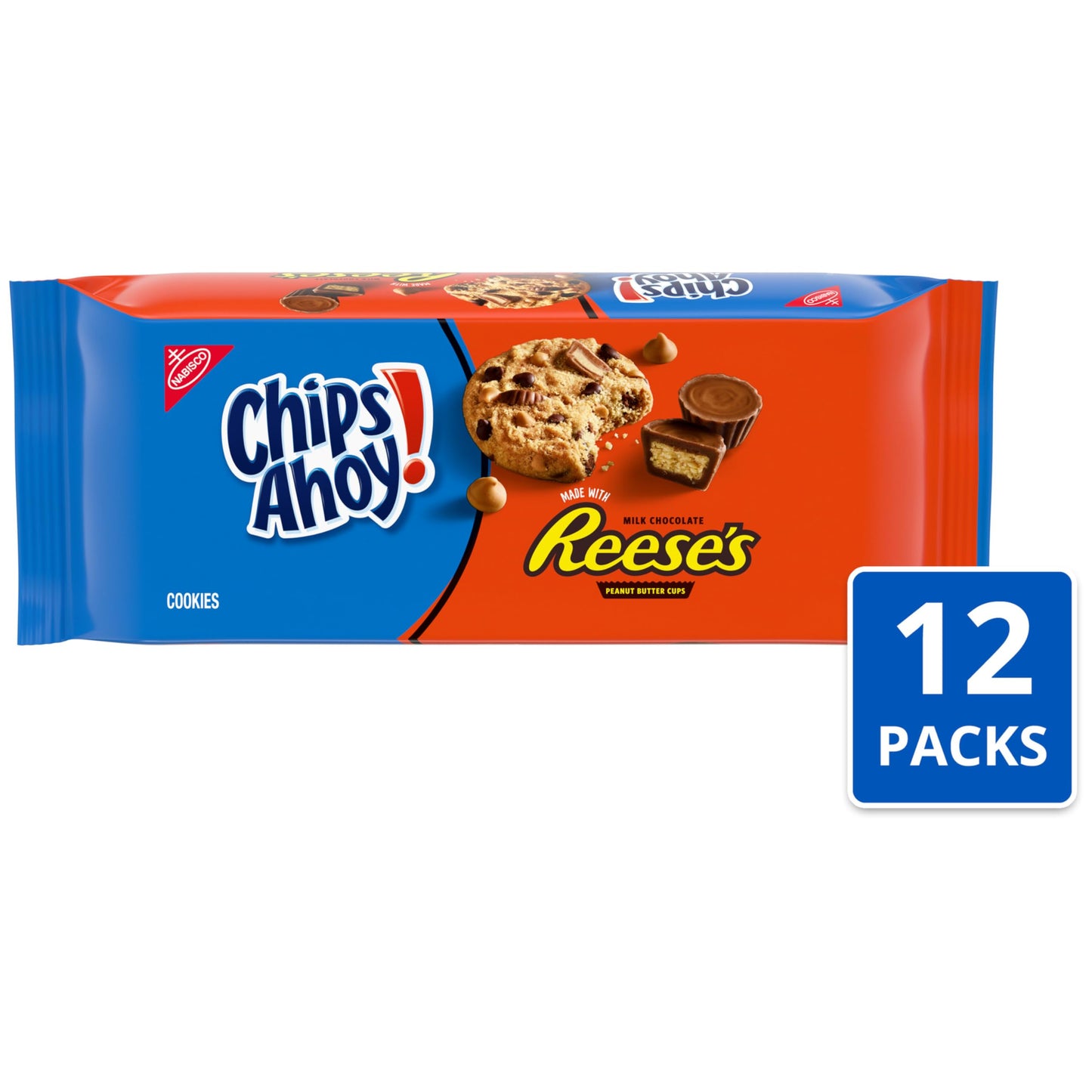 CHIPS AHOY! Reeses Peanut Butter Cup Chocolate Chip Cookies, 12 - 9.5 oz Packs