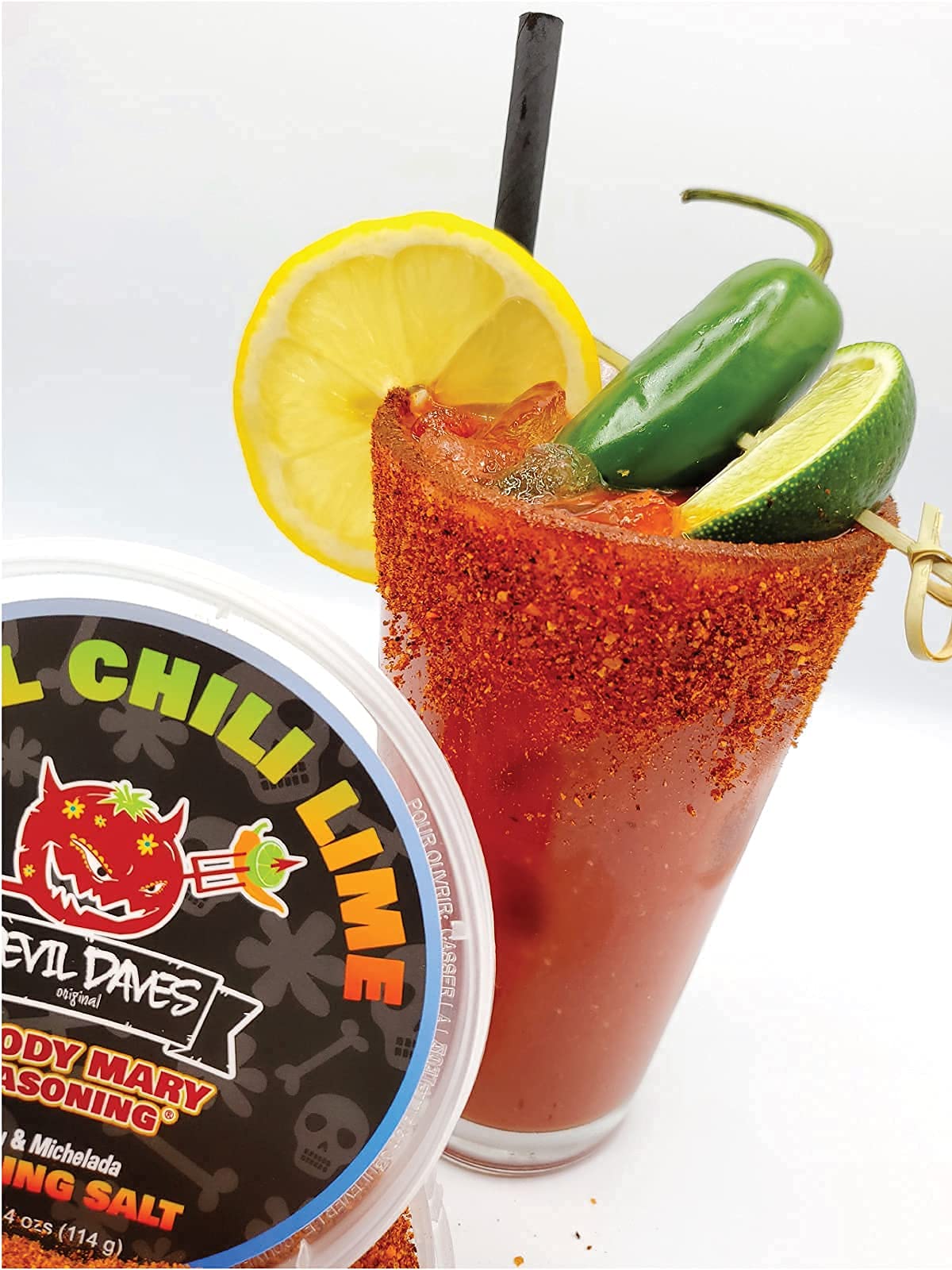 Devil Daves Bloody Mary Rimmer - Spicy Chelada Chili Lime - Premium Seasoning Blend - Use With Micheladas Or Spicy Maragaritas |