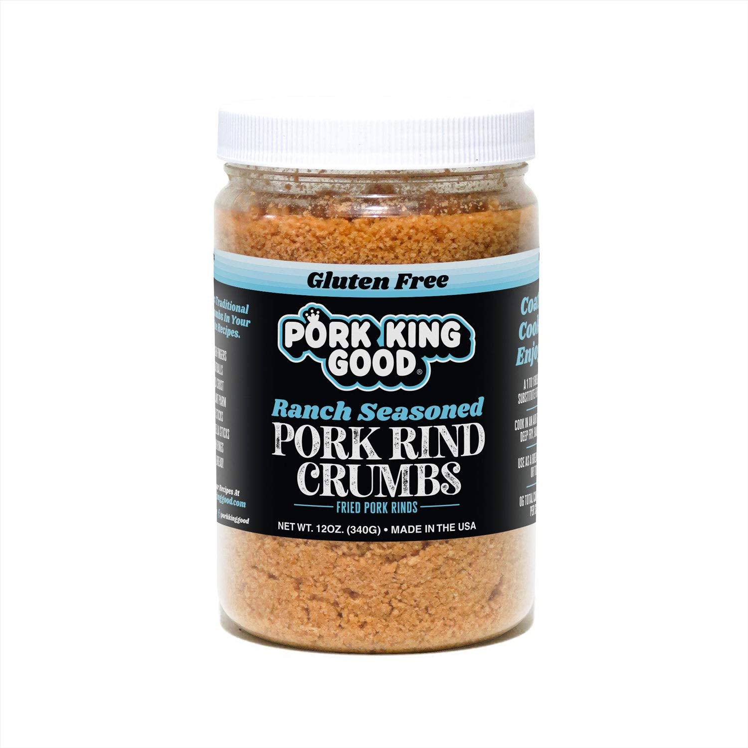 Pork King Good Low Carb Keto Diet Ranch Pork Rind Breadcrumbs! Perfect For Ketogenic, Paleo, Gluten-Free, Sugar Free and Bariatr