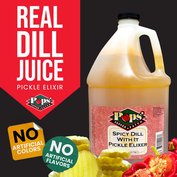 POPS PEPPER PATCH Spicy Pickle Elixir, 128 Fl Oz, Made with Dill Juice & Habanero Peppers, No Artificial Colors or Flavors