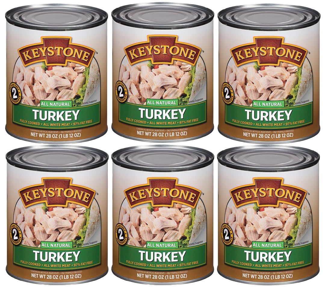 Keystone Meats Canned Turkey - All Natural, Gluten Free, Fully Cooked, 28 oz - Pack of 6