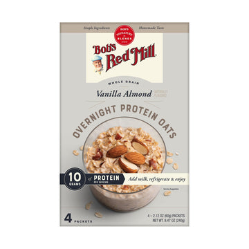 Bobs Red Mill Whole Grain Vanilla Almond Overnight Protein Oats 4-2.12 oz Packets