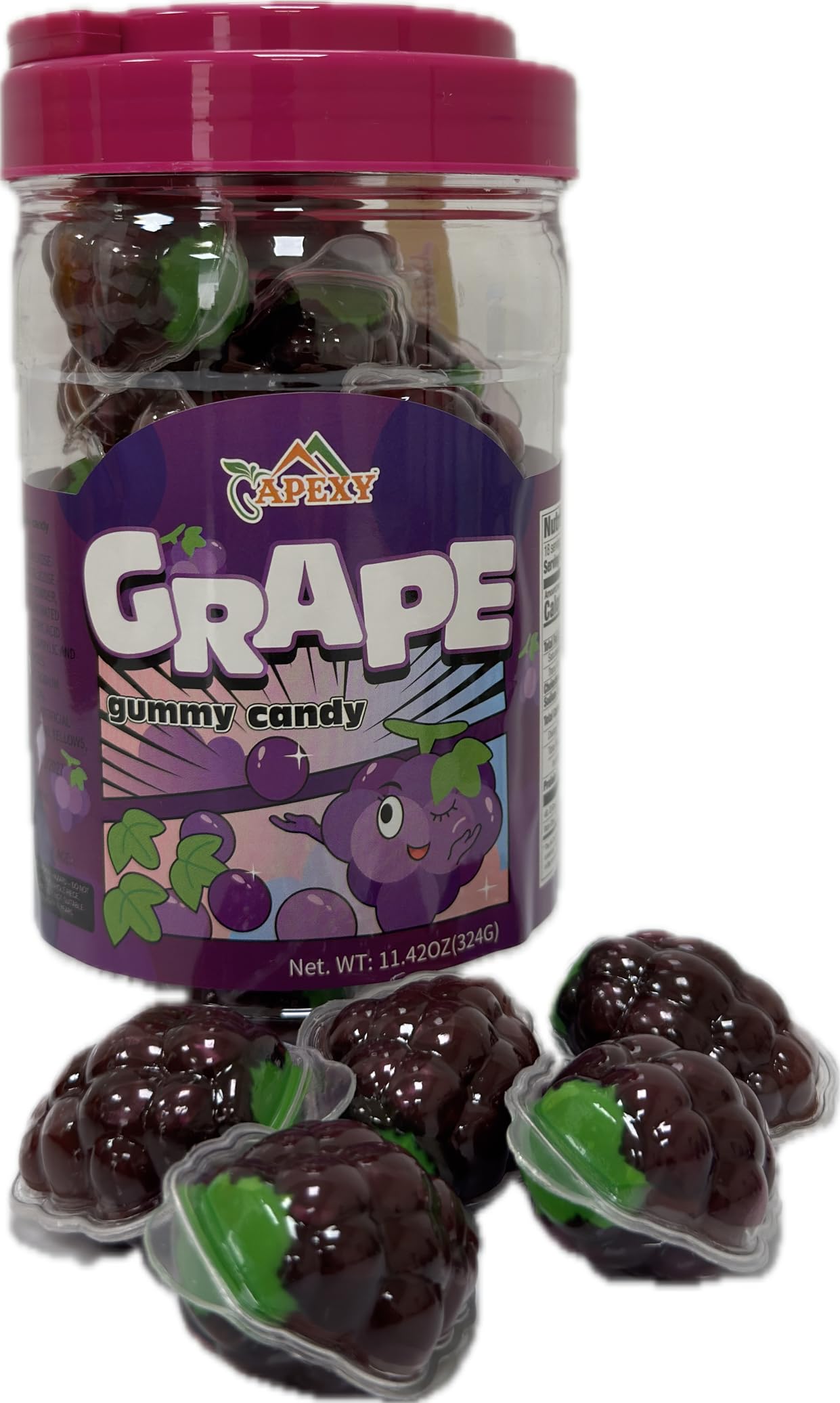 APEXY Grape Gummy Candy - Jelly Filled, Fat Free, Nut Free, 11.42oz
