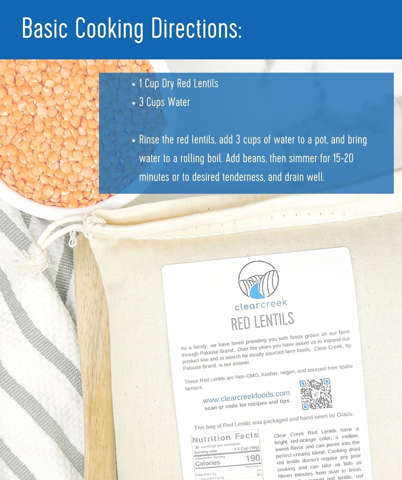 Certified Glyphosate Residue Free Red Lentils | 25 Lbs Bucket | Non-Gmo | Kosher | Vegan | Non-Irradiated (Will Sprout) | Emerge