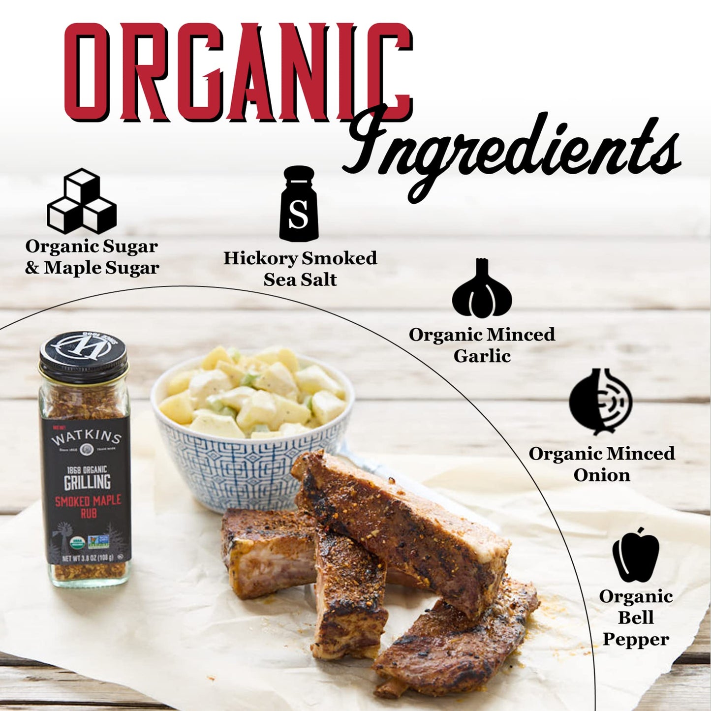 Watkins Organic Grilling Smoked Maple Rub, 3.8 oz, 3-Pack