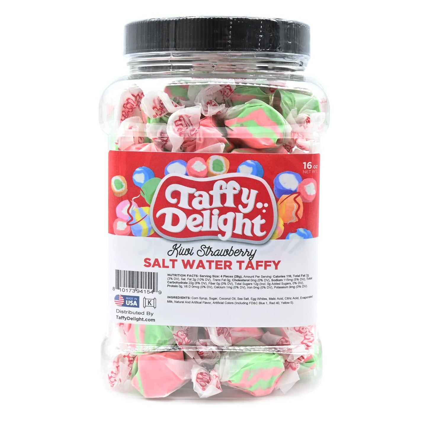 Taffy Delight Salt Water Taffy (16oz, Kiwi Strawberry)