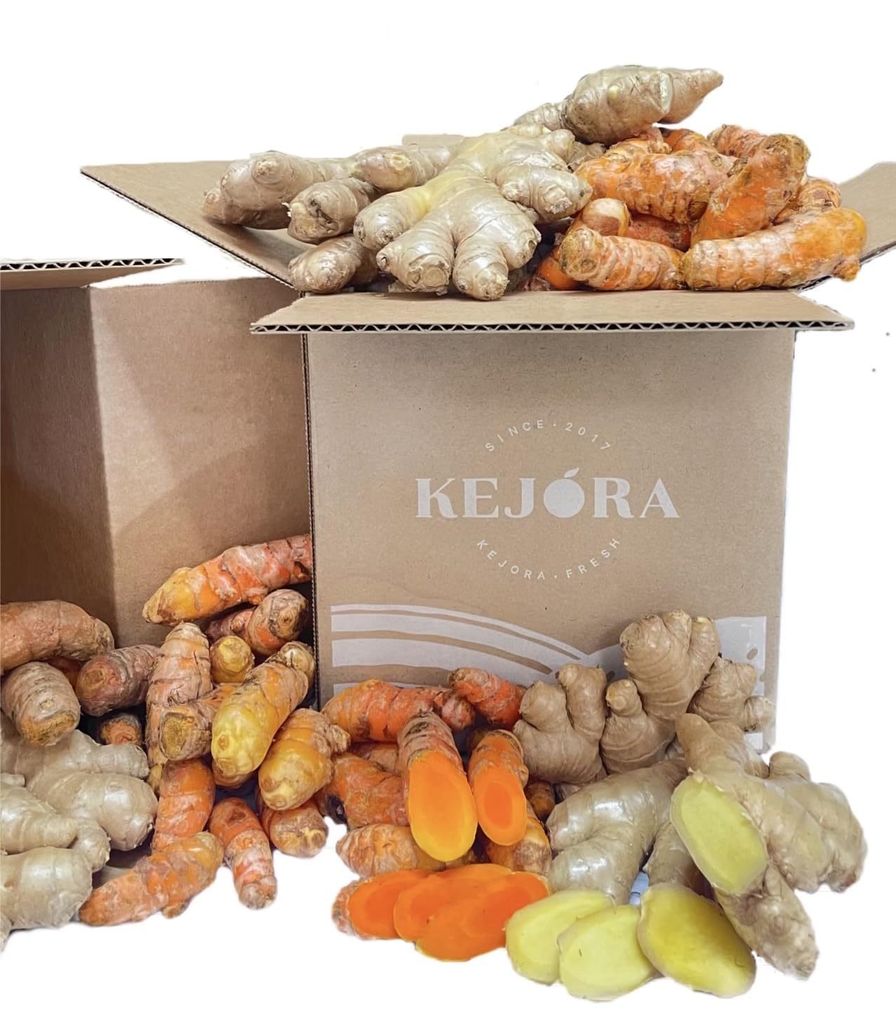 1 Lb Kejora Fresh Ginger and Turmeric Root Combo - Fresh Hand Picked (1, Pound) Not for Planting