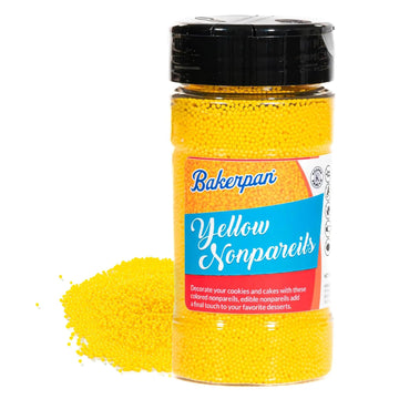Bakerpan Yellow Nonpareils Sprinkles - 7 Ounces Yellow Sprinkles for Cake Decorating - Edible Nonpareils for Cupcakes, Ice Cream