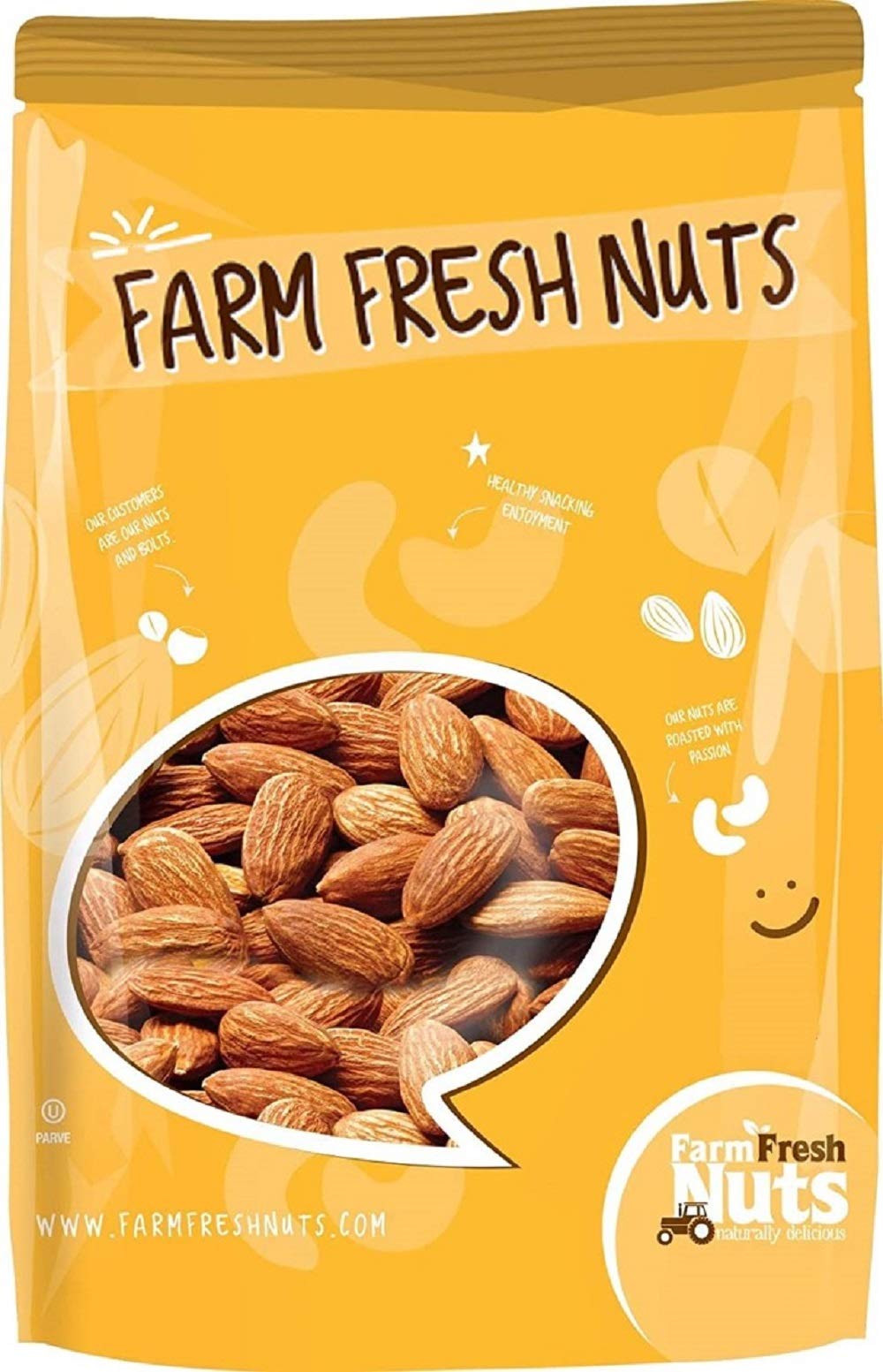Dry Roasted Unsalted Nonpareil Supreme California Almonds (1 Lb.) - Vegan & Keto Friendly - Oven Roasted In Small Batches For Added Freshness - Farm Fresh Nuts Brand