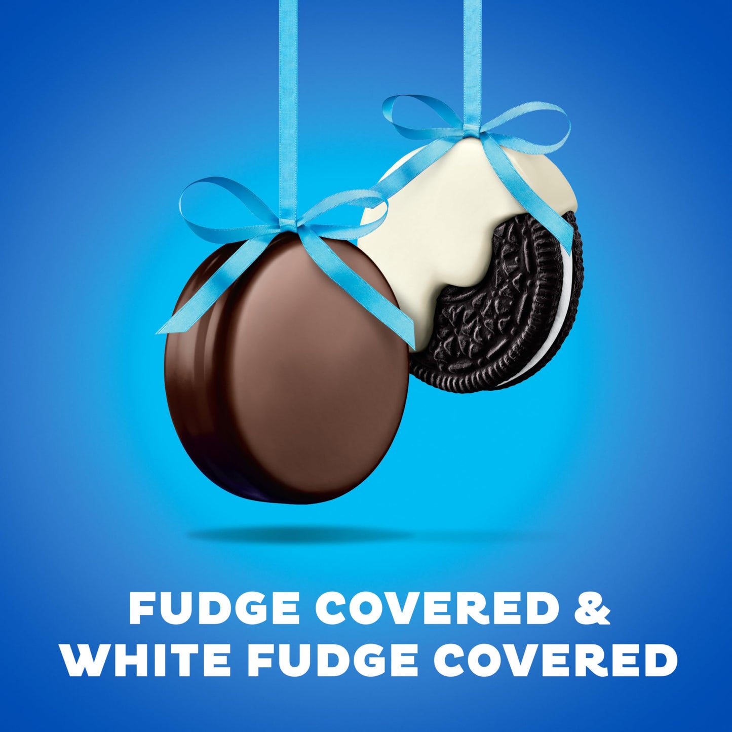 OREO Fudge and White Fudge Covered Chocolate Sandwich Cookies, Holiday Cookies, 1.02 lb Tin