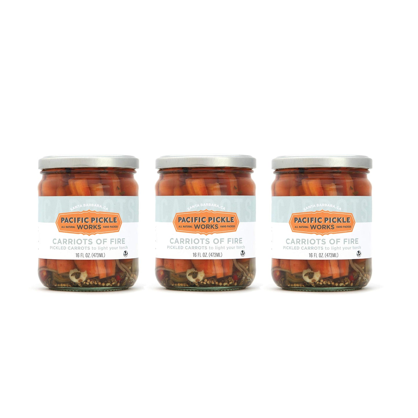Carriots of Fire - Spicy Pickled Carrot Sticks with Jalapeo - Gourmet Carrots for Snacking - non-GMO, Kosher, Gluten-Free 16 oz 