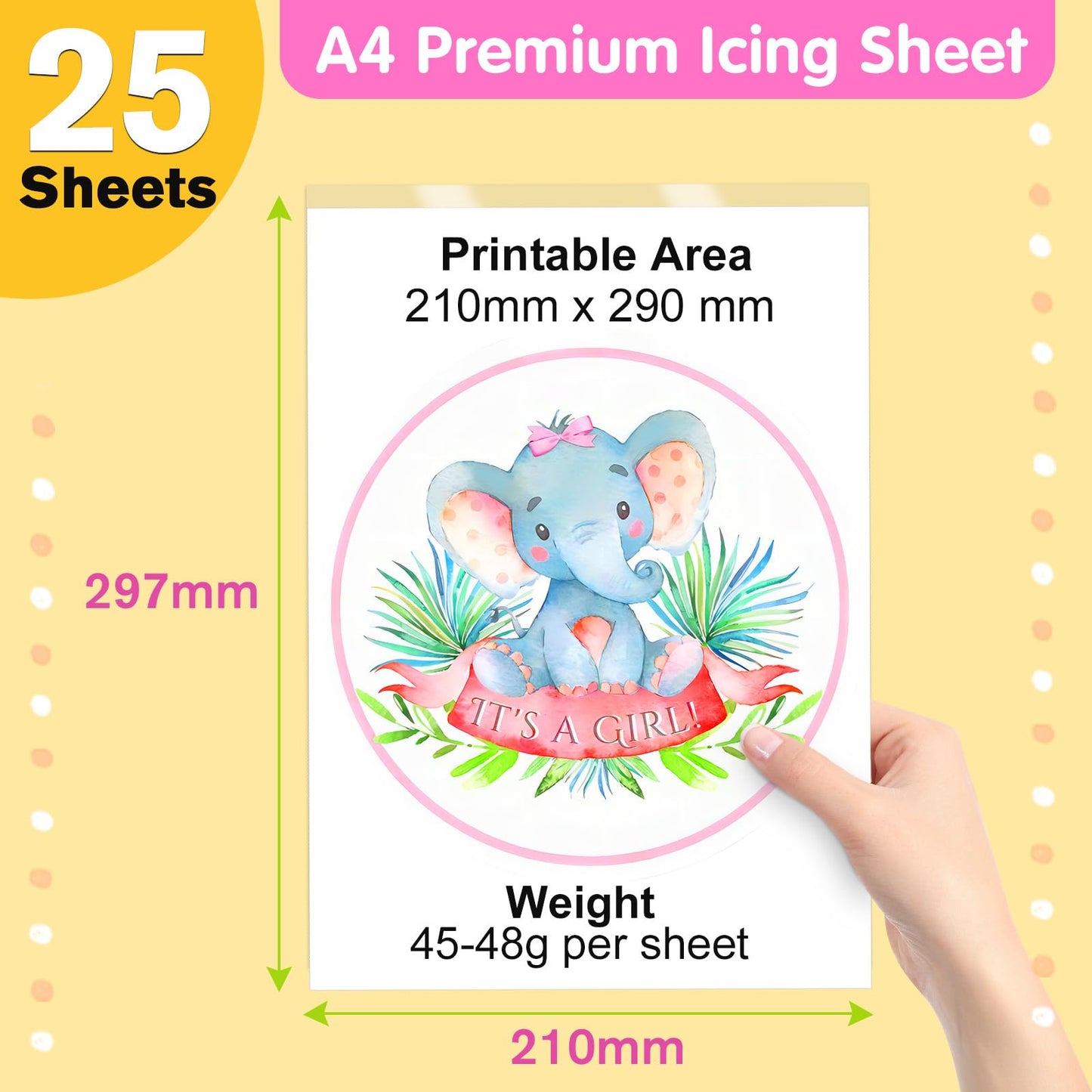 Cendale Icing Sheets For Edible Printer - A4 25 Pcs Edible Frosting Paper