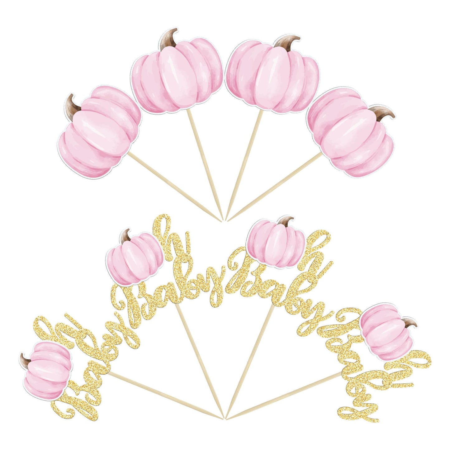 Gyufise 24Pcs Pumpkin Oh Baby Cupcake Toppers Pink Fall Pumpkin Cupcake Picks Baby Shower Cake Decorations Pumpkin Themed Baby S