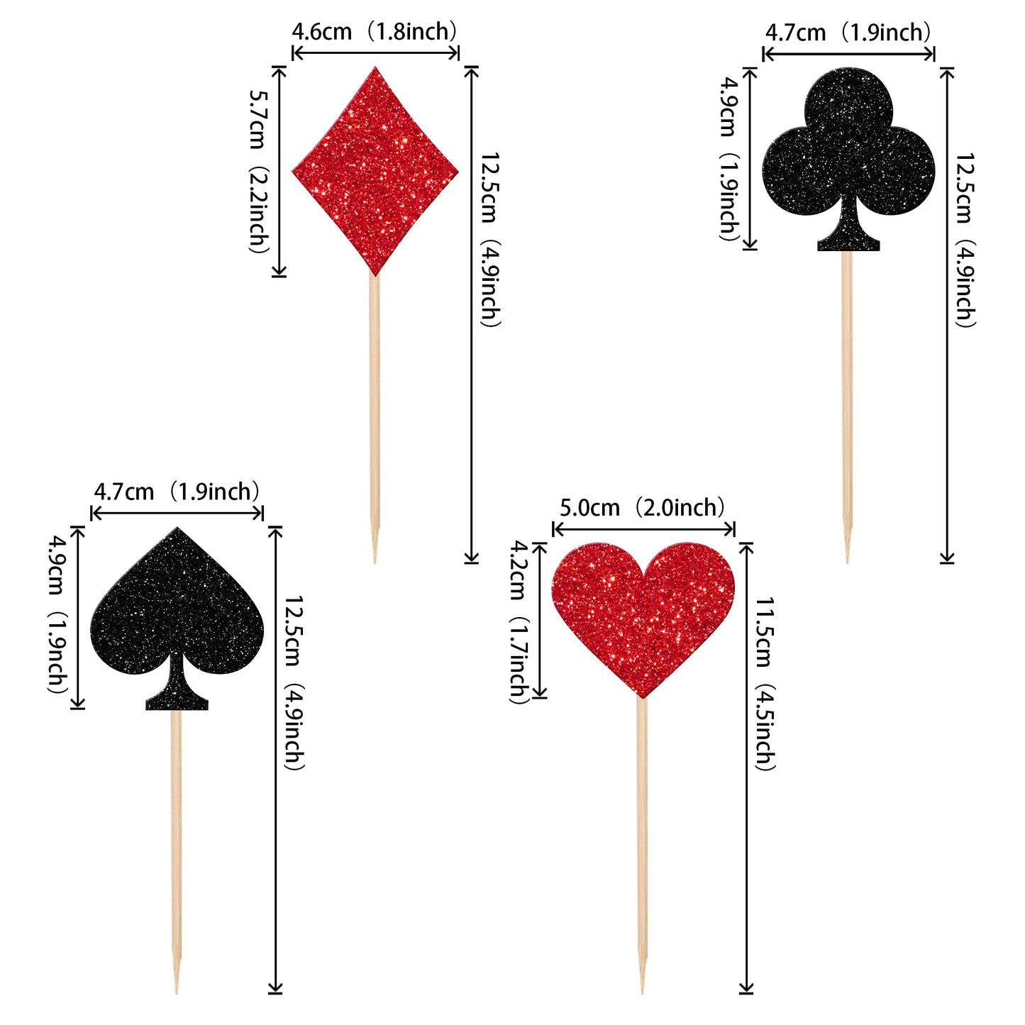 ZHUOWEISM  card-style  card-style Cupcake Toppers, 24 PCS, Glitter Paper, Design 7, Cake Decorations for Birthday Parties
