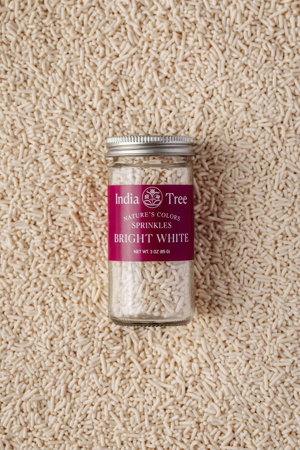 India Tree Natures Colors Bright White Sprinkles 3 oz | Natural, Vegan, Non-GMO, Top 9 Allergen-Free