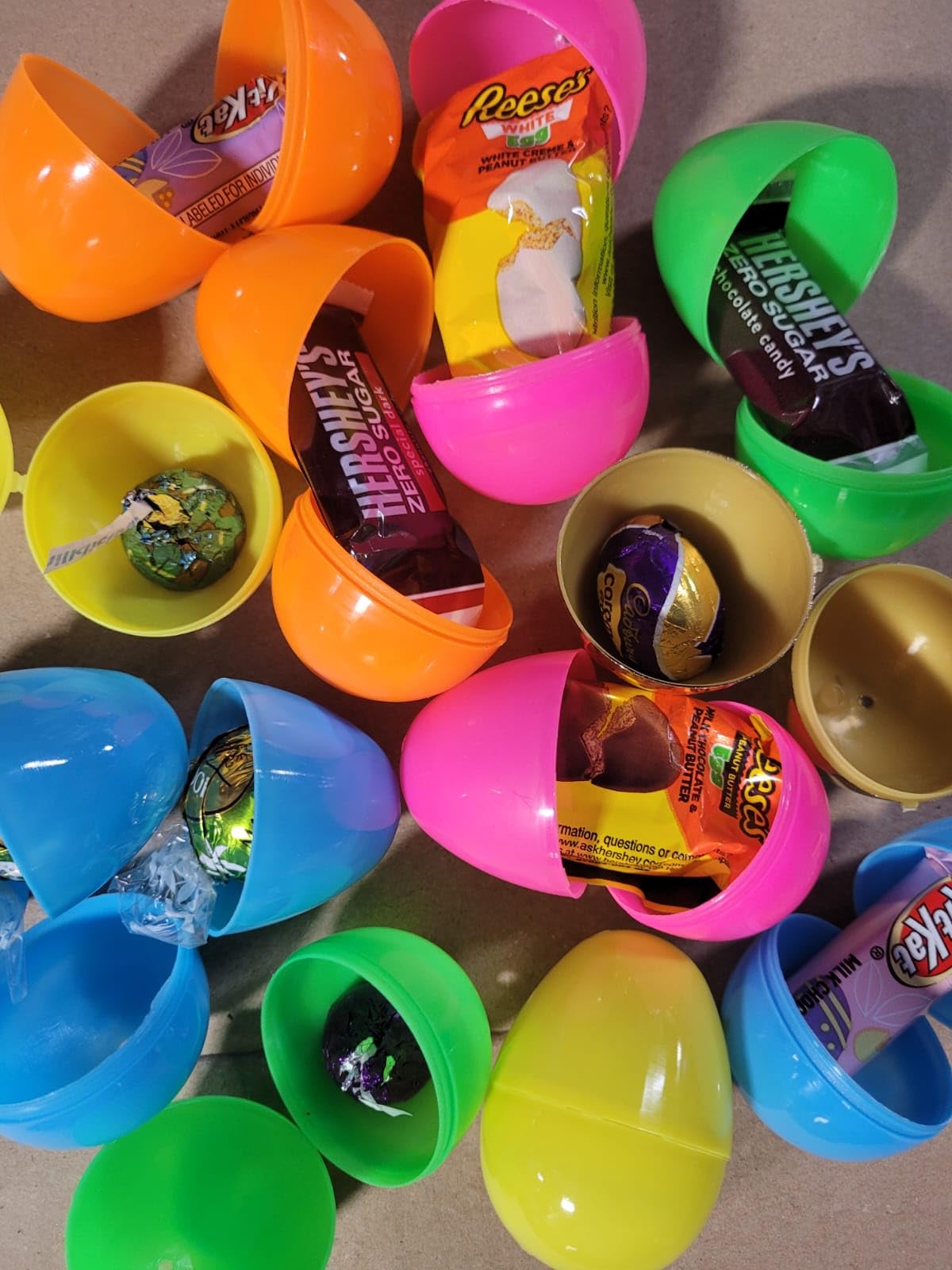 Egg Hunt Filled Eggs Easter Candy With Fillable Plastic Eggs Pack Of 12 Pre Filled Chocolate Candy For Baskets & Easter Party Fa