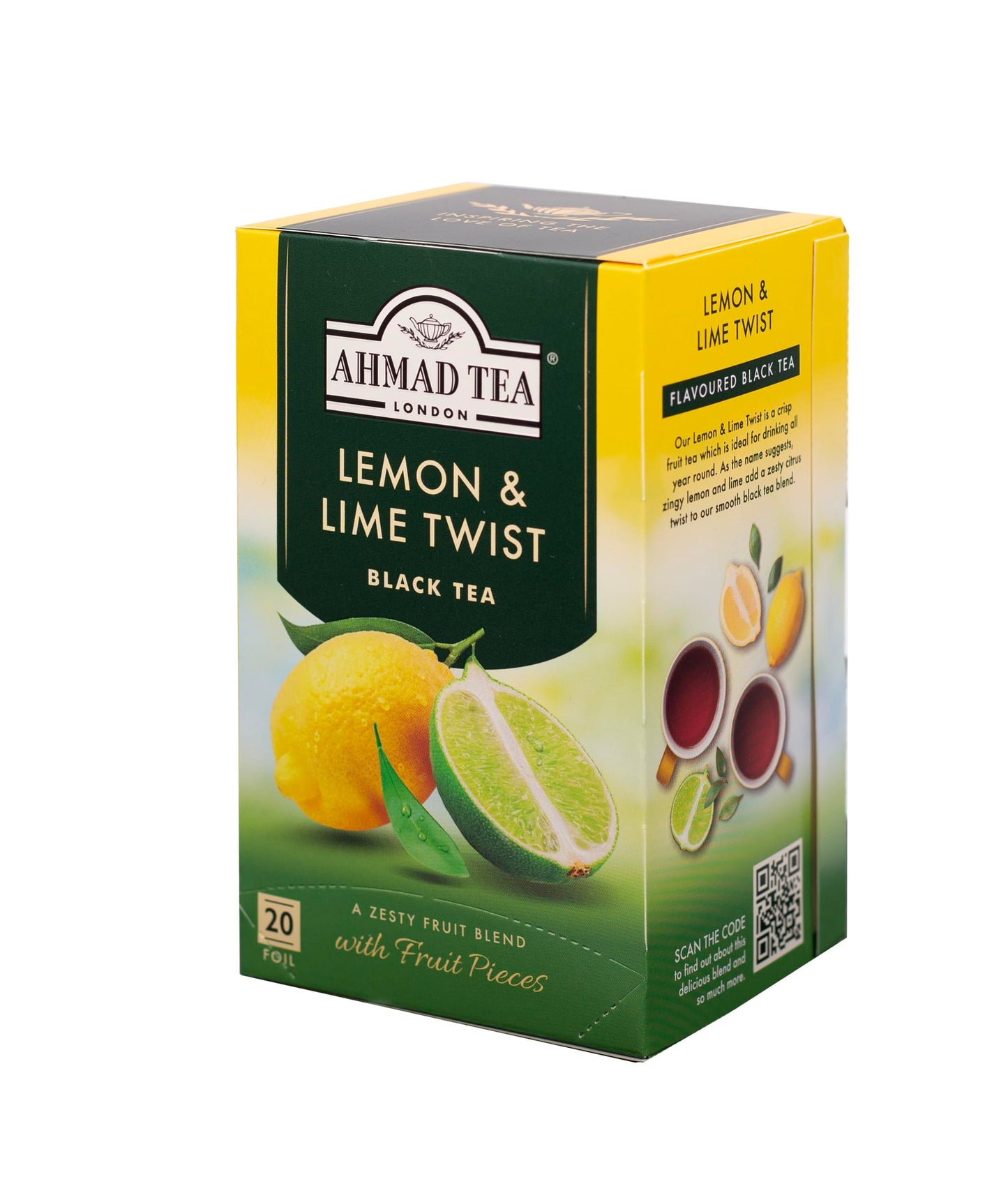 Ahmad Tea Lemon & Lime Twist Black Tea, 20-Count Boxes, Pack of 6, Model 697