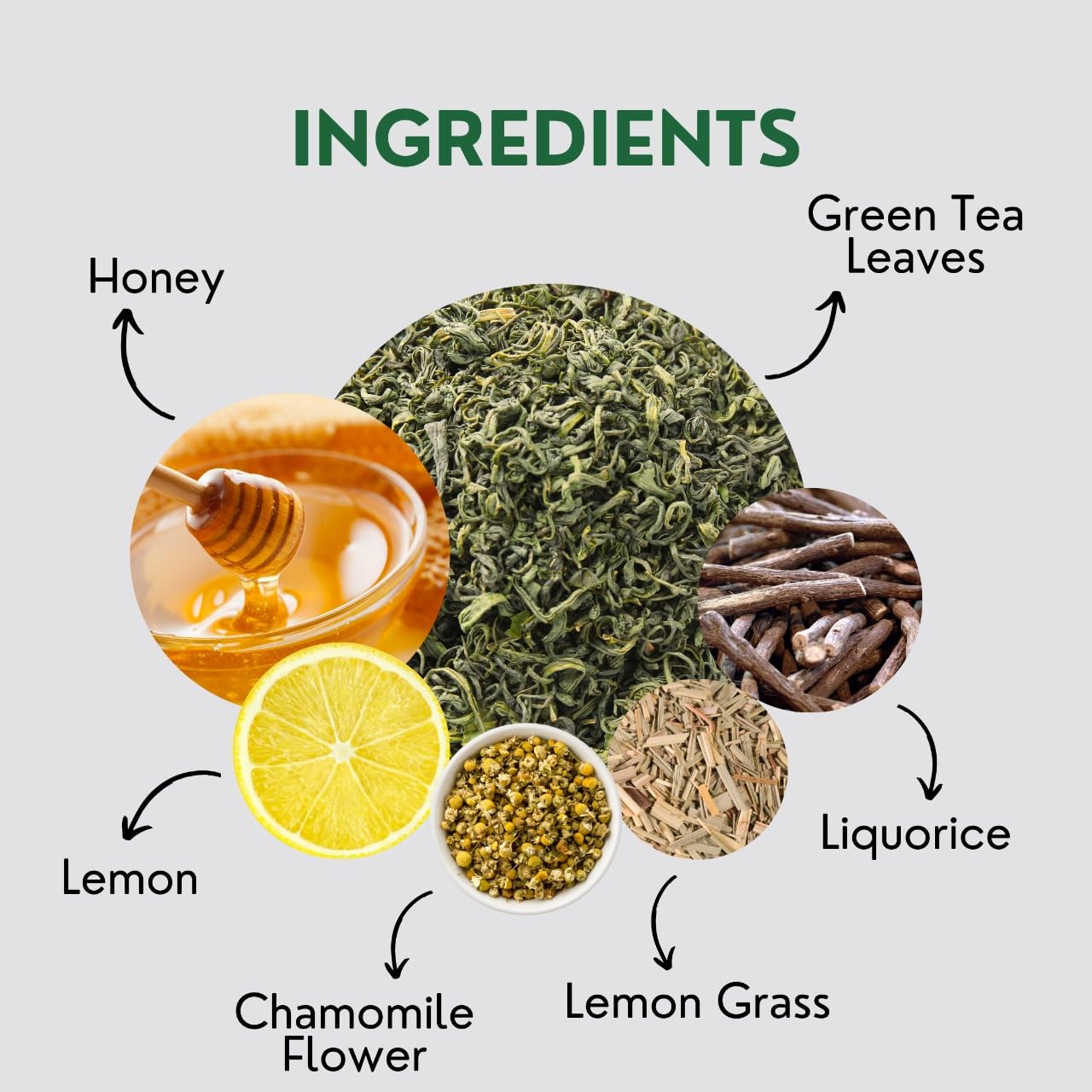 Honey Lemon Green Tea Bags (50 Count), Green Tea With Chamomile, Lemon & Honey Extract, Caffeinated, Real And Natural Green Tea,