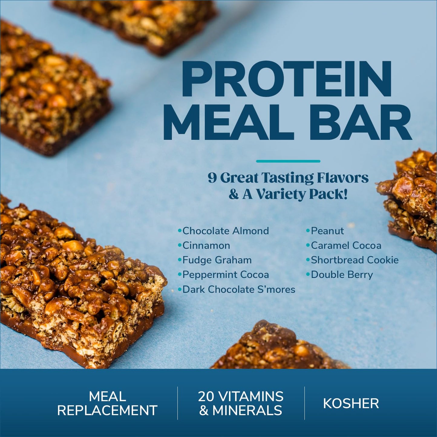 WonderSlim Meal Replacement Protein Bar, Fudge Graham, 15g Protein, 20 Vitamins & Minerals (7ct)