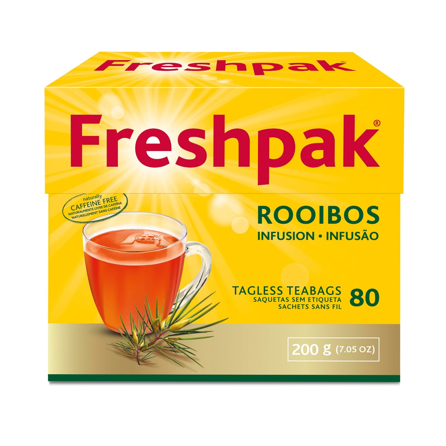 FRESHPAK Rooibos Tea Pack - 24 Case Carton, Naturally Caffeine-Free Herbal Tea
