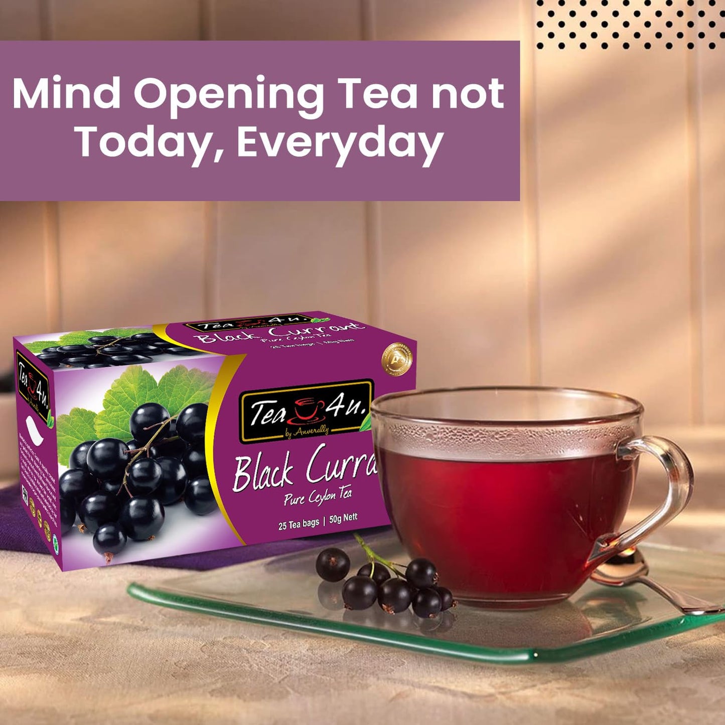Tea4U Flavored Black Ceylon Teabags - Black Currant | Ideal Quality From Sri Lanka'S Finest Leaves And Expertly Blended - 25 Cou