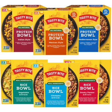Tasty Bite Bowls Variety, Pack of 6, Mexican Protein, Mediterranean Protein, Indian Protein, Chickpea Biryani, Smoky Paneer Biry