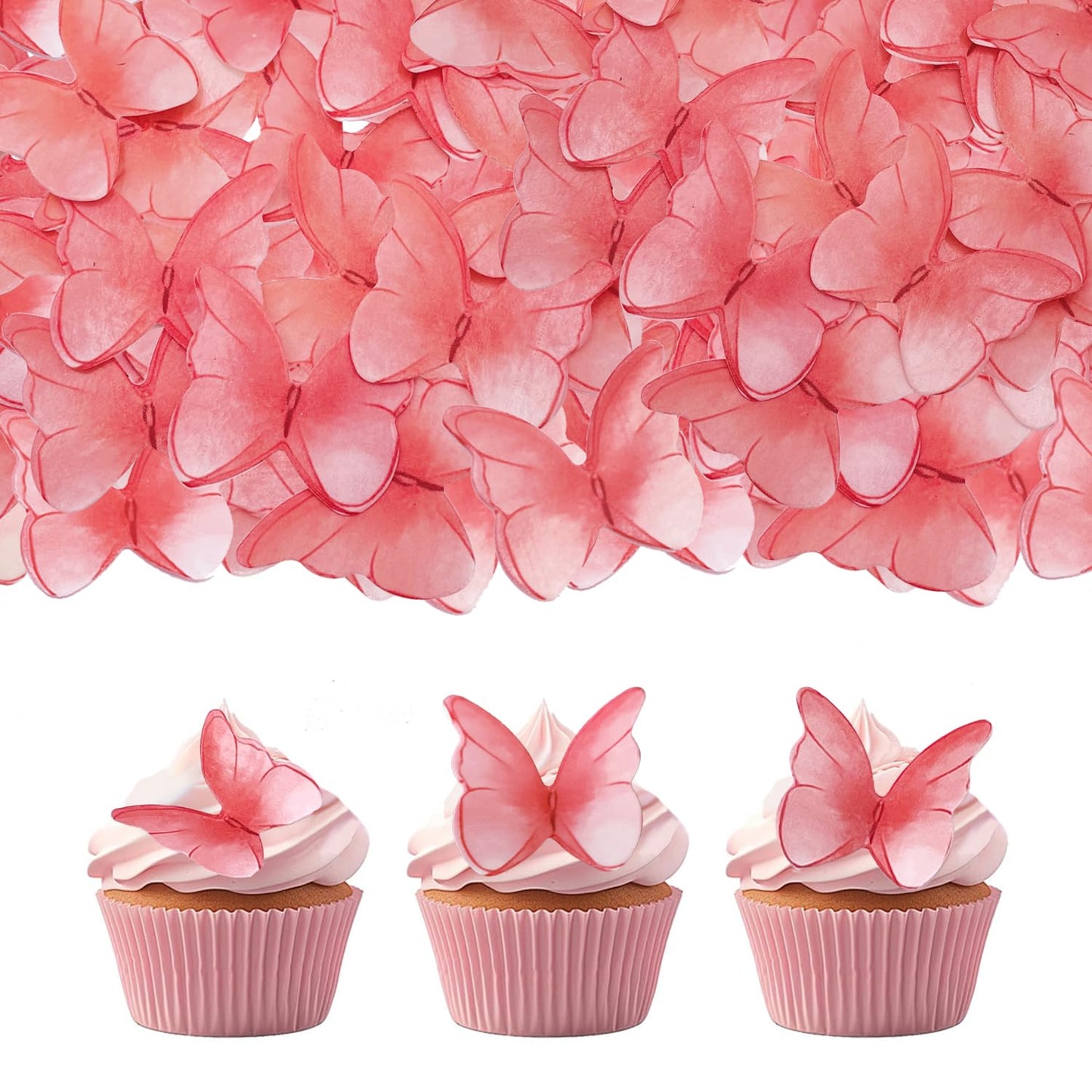 52 pieces edible wafer paper butterfly cake decoration, suitable for weddings, birthdays, Christmas parties to decorate cookies,
