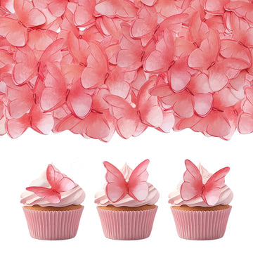 52 pieces edible wafer paper butterfly cake decoration, suitable for weddings, birthdays, Christmas parties to decorate cookies,