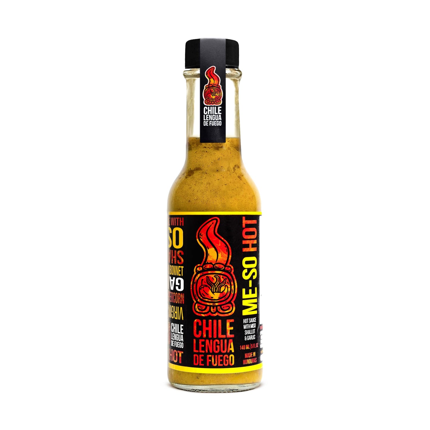 Chile Lengua de Fuego ME-SO HOT Exotics Hot Sauce, Scotch Bonnet & White Miso, Medium Heat, 5 oz, Pack of 1