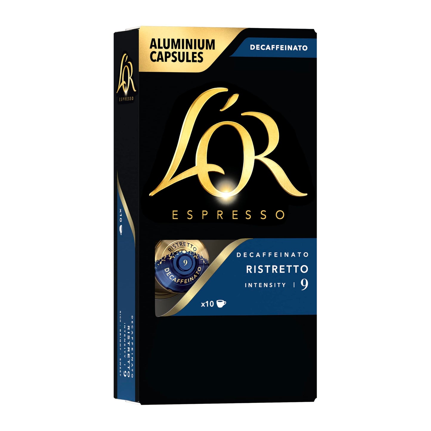 LOR DECAF Espresso Capsules  10 Count DECAF Ristretto  Single-Serve Aluminum Coffee Capsules Compatible with the LOR BARISTA System & *Nespresso Original Machines  10 Count (Pack of 1)