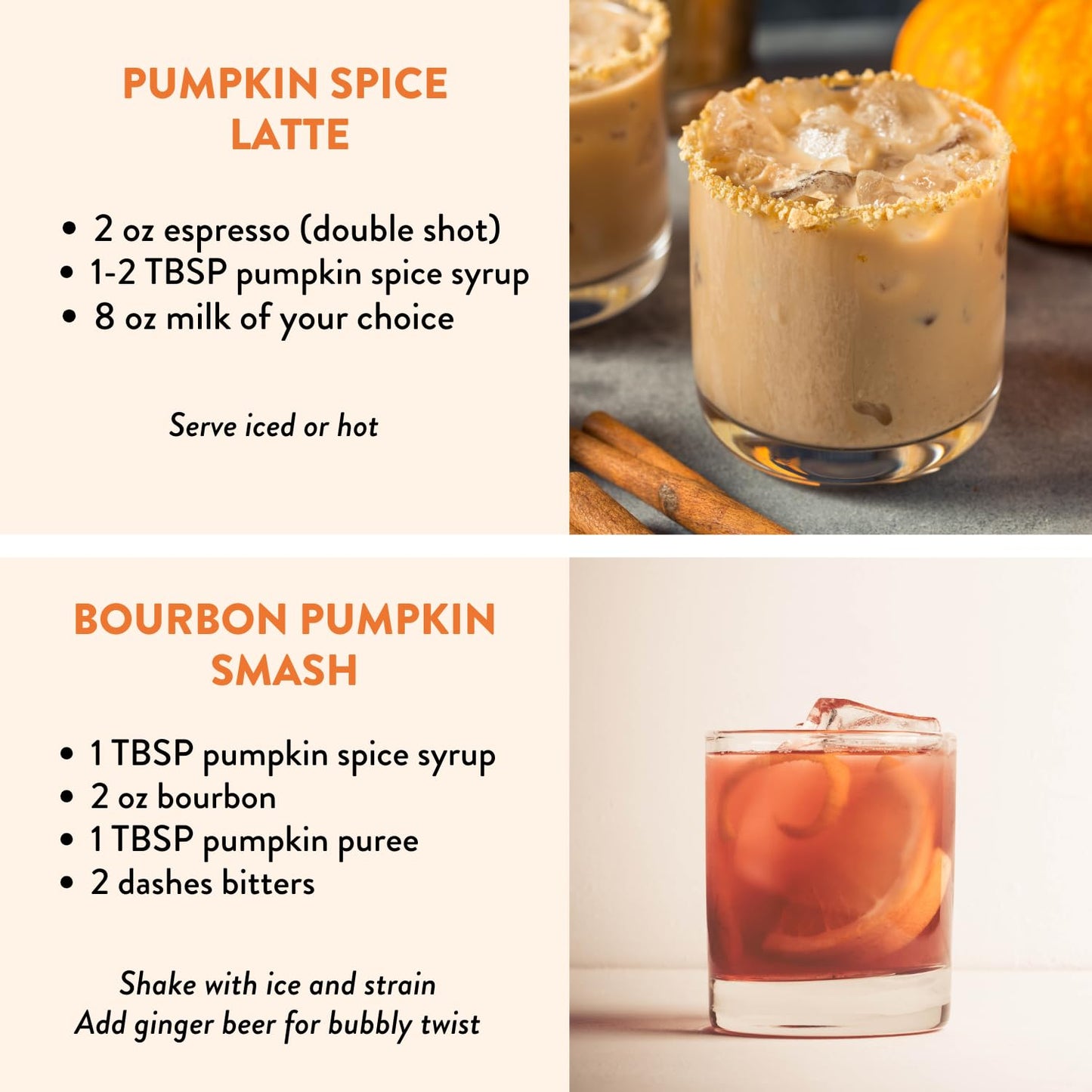 Pumpkin Spice Agave Simple Syrup for Coffee  Cocktails  Matcha - Sweetened with Agave Nectar - Infused with Real Pumpkin Spices - 13.5 oz
