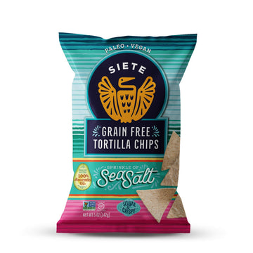 Siete Tortilla Chips | Grain free | Gluten Free Chips | Paleo & Vegan Snacks | Non GMO | Sea Salt, 5 Ounce (Pack of 6)