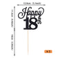 YCTHUNFISH 18th Birthday Cake Topper, Black Glitter, Small, Paper Material, Number 18 Decorations for Parties and Celebrations