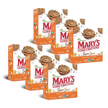 Mary'S Gone Crackers Super Seed Crackers, Everything, 5.5 Ounce (Pack Of 6), Organic Plant Based Protein, Gluten Free