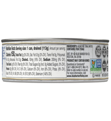Blue Harbor Fish Co. Wild Albacore Tuna in Water with No Salt Added, 4.6 Ounce
