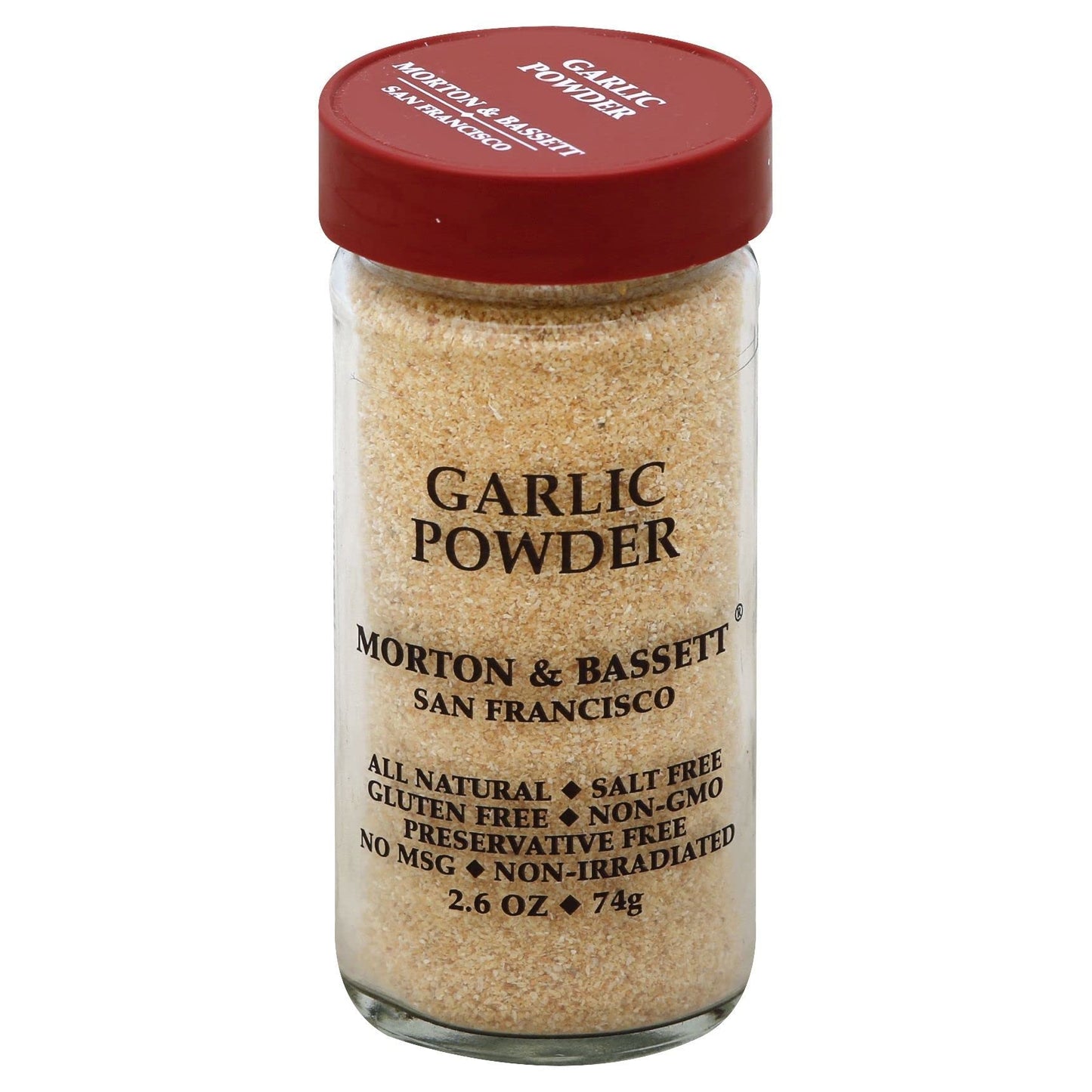 Morton & Bassett Garlic Powder, 2.6oz – Salt-Free, Non-GMO, Spice for All Purpose Cooking