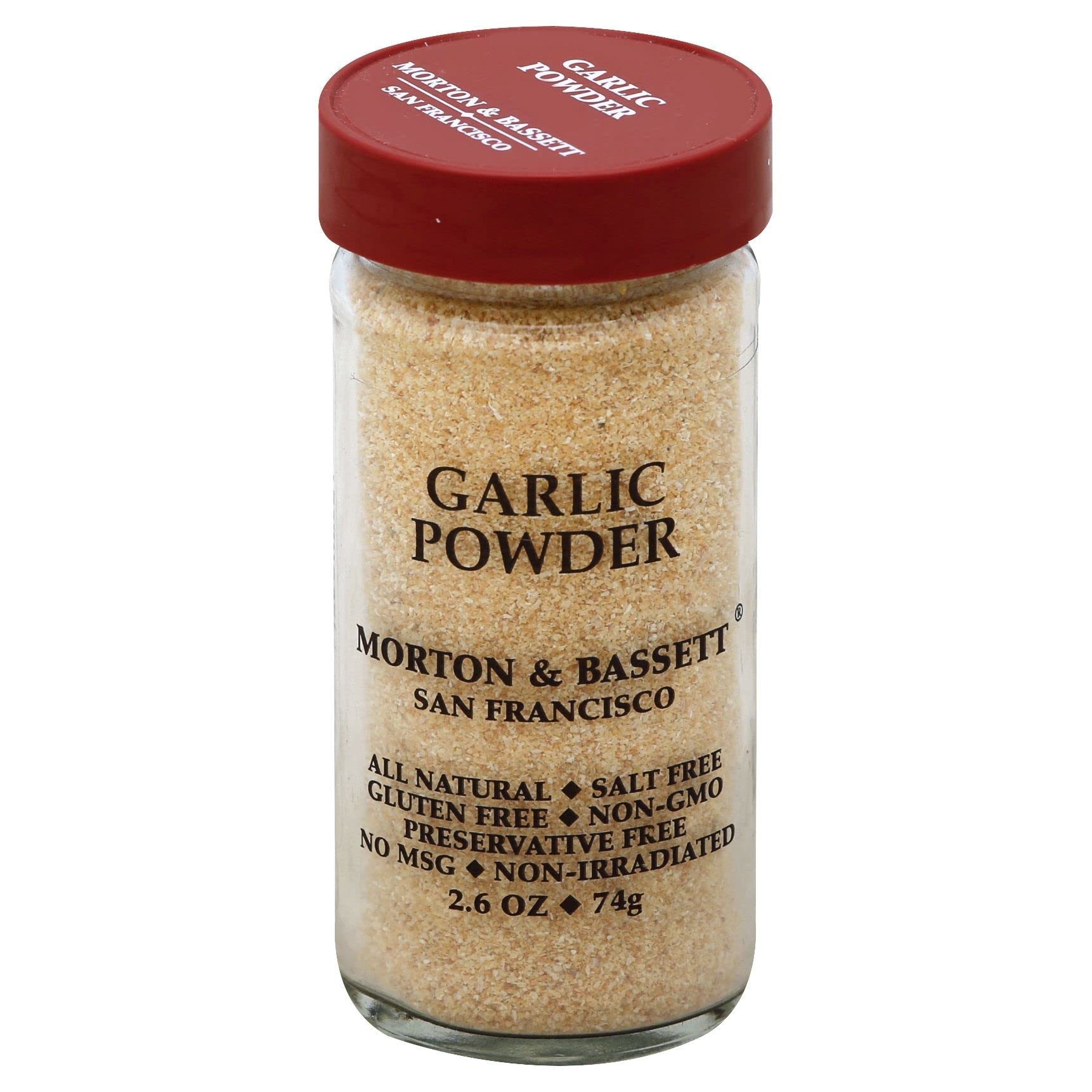 Morton & Bassett Garlic Powder, 2.6oz – Salt-Free, Non-GMO, Spice for All Purpose Cooking